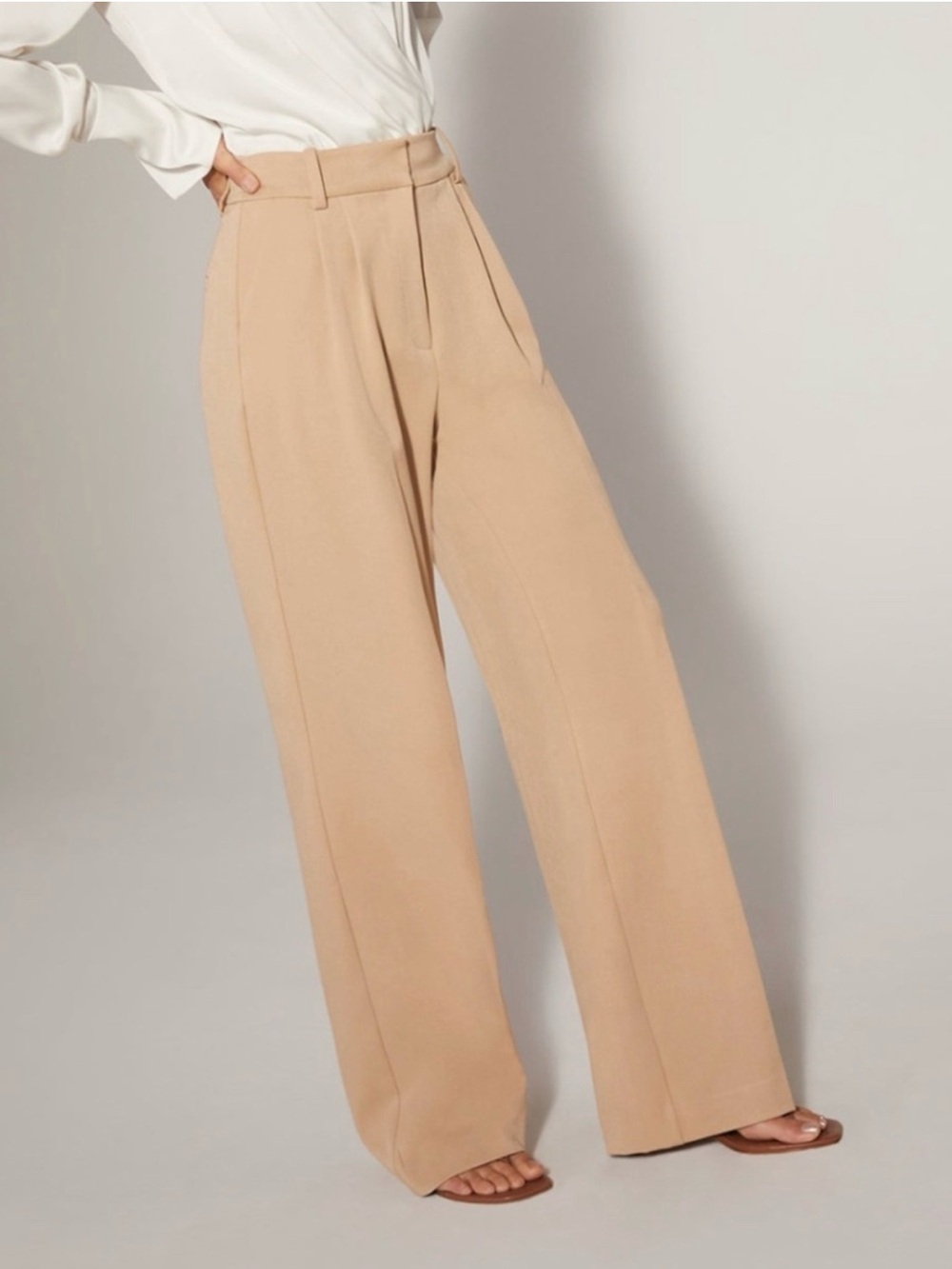 Favorite Daughter The Favorite Pant Size 8 Beige Wide Leg Minimal Work City Chic - Picture 6 of 13